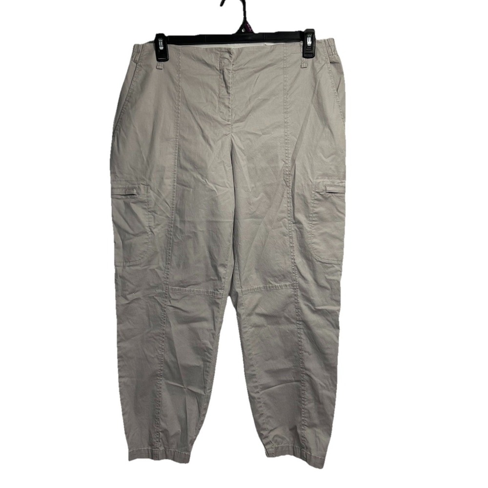 Eileen Fisher Cargo Jogger Pants Women's Large Gray Organic Cotton Elastic‎